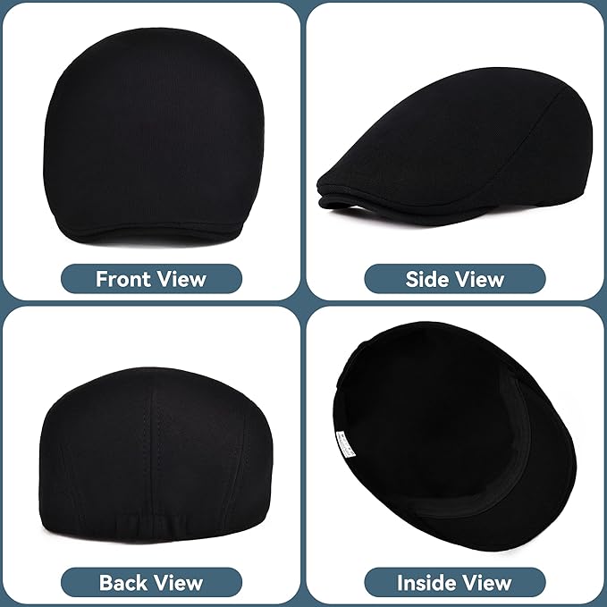 KUJUHA Men's Newsboy Cap Cotton Flat Ivy Gatsby Newsboy Hat Driving Hat Irish Cabbie Hunting Caps Winter Hat