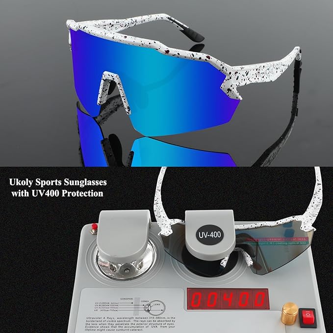 Ukoly Baseball Sunglasses For Men Women,Sports Sunglasses For Baseball Running Cycling UV400 protection TR90 Frame 615