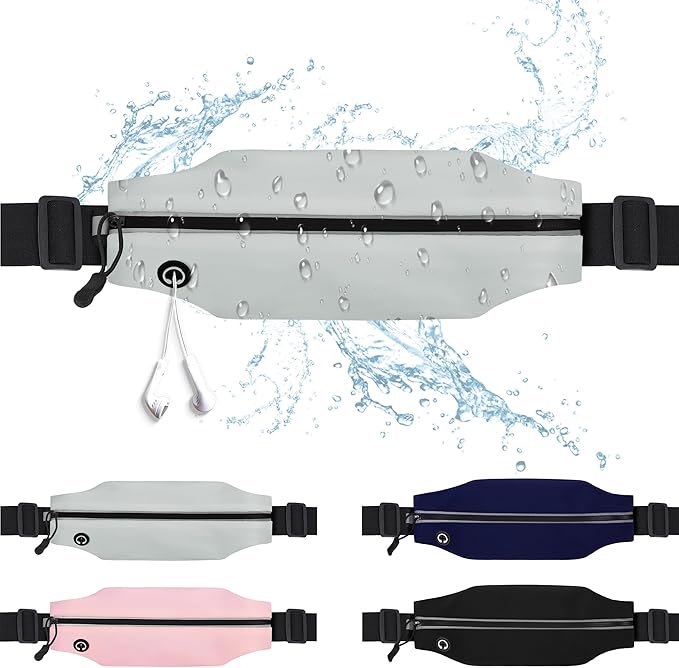 Slim Running Belt For Men and Women Waist Fanny Pack Phone Holder Pouch Bag Reflective Zipper Pocket Workout Cycling Fitness