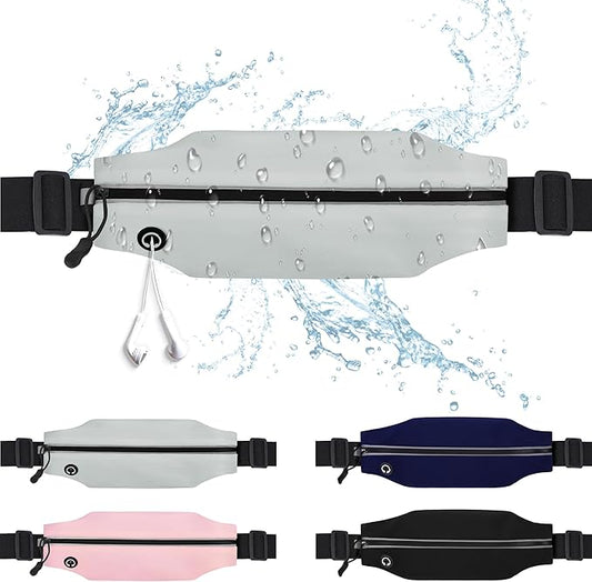 Slim Running Belt For Men and Women Waist Fanny Pack Phone Holder Pouch Bag Reflective Zipper Pocket Workout Cycling Fitness