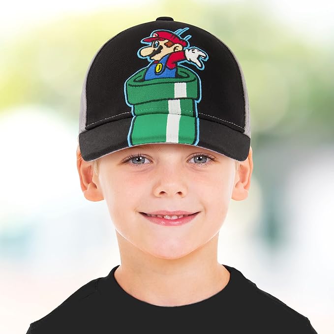 Nintendo Boys Baseball Cap, Super Mario Adjustable Kids Hat for Ages 4-7