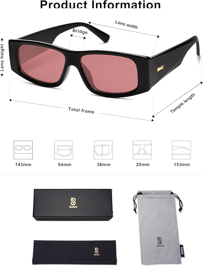 SOJOS Trendy Y2K Rectangle Polarized Sunglasses for Women Men Fashion Designer Rave Sunglasses SJ2228