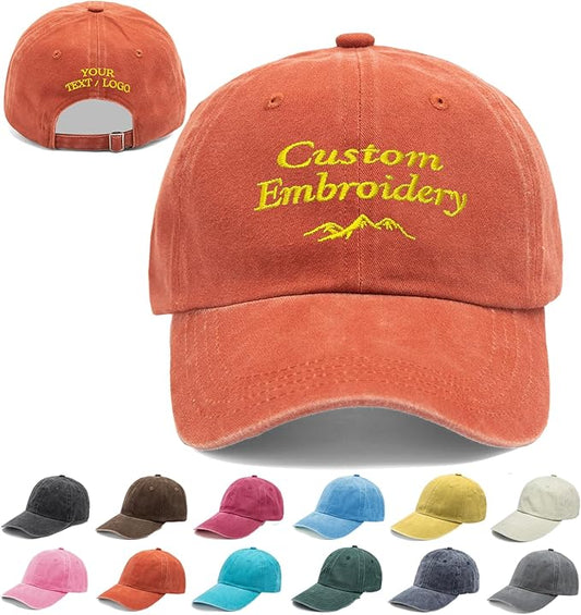 Custom Embroidered Hats, Personalized Embroidery Baseball Caps Add Your Logo Text Gift for Men Women