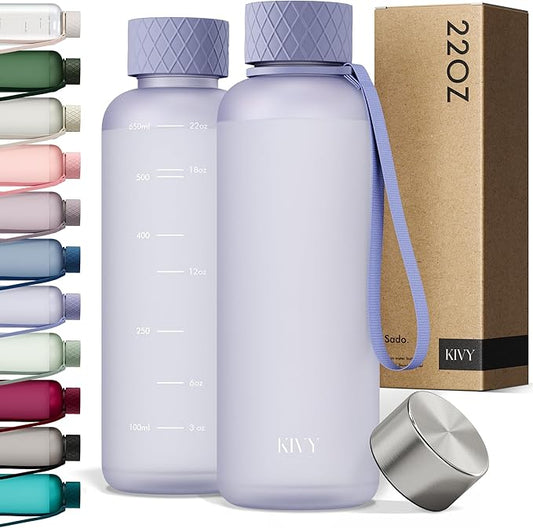 KIVY Slim Water Bottle 22oz [Lightweight & Shatterproof] - Reusable Tritan Water Bottle - Leak Proof Bottle for Women & Men - Water bottle no straw - Dishwasher Safe - BPA Free