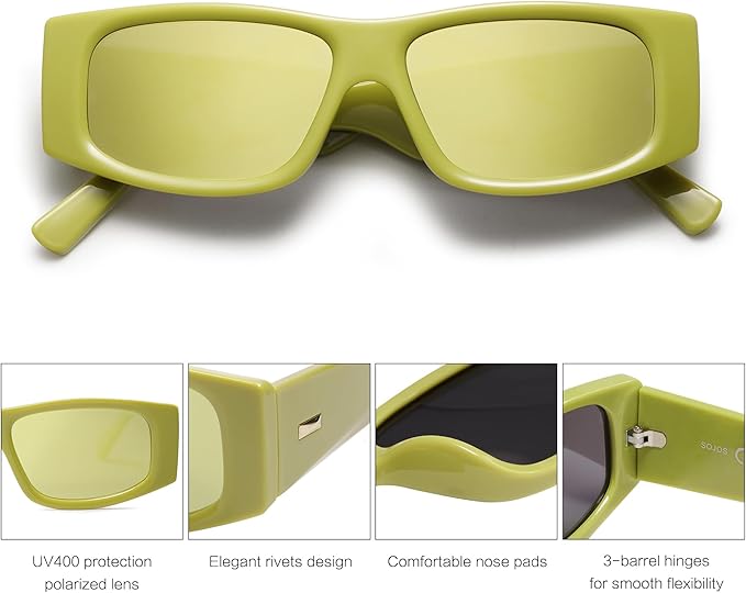 SOJOS Trendy Y2K Rectangle Polarized Sunglasses for Women Men Fashion Designer Rave Sunglasses SJ2228