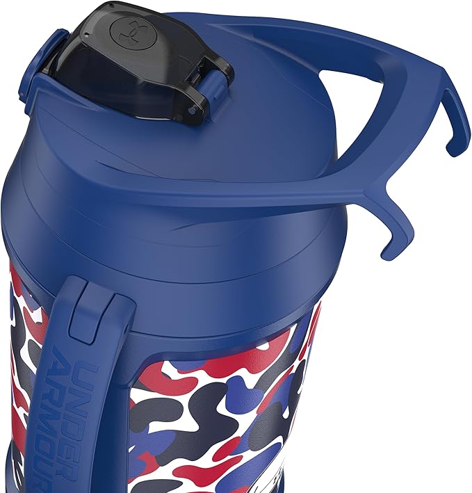 Under Armour Half Gallon Water Bottle Insulated, 64oz Insulated Water Bottle with Handle, Fence Hook, Leak Resistant, for Baseball, Football & More, Royal Hypercamo
