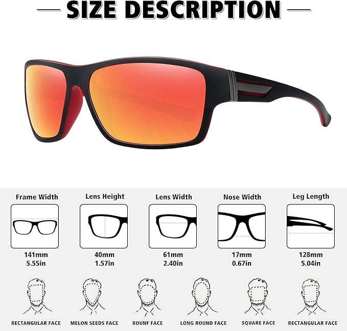 STORYCOAST Polarized Sports Sunglasses for Men Women Unbreakable Frame Cycling Fishing Driving