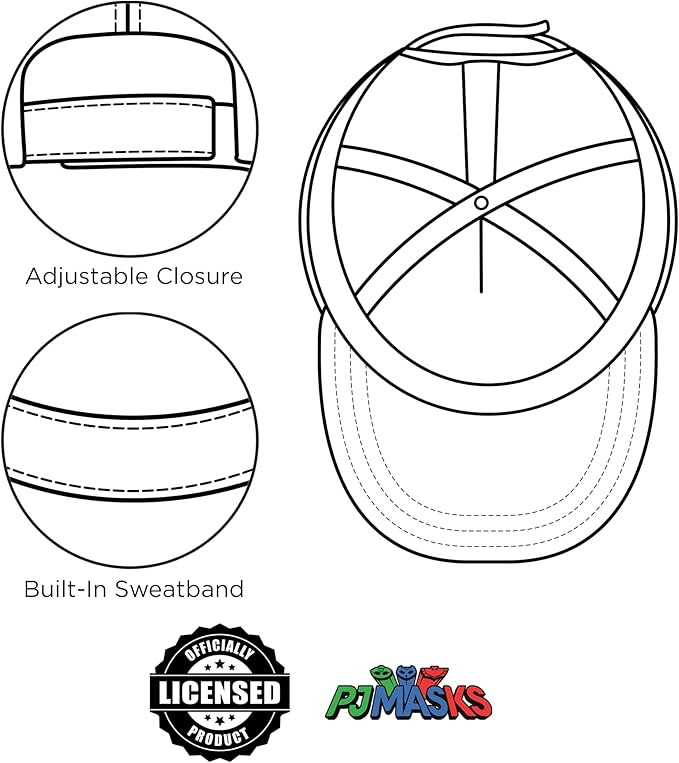 PJ Masks Baseball Cap and Adjustable Toddler Hat, 2-4 Or Boy for Kids Ages 4-7