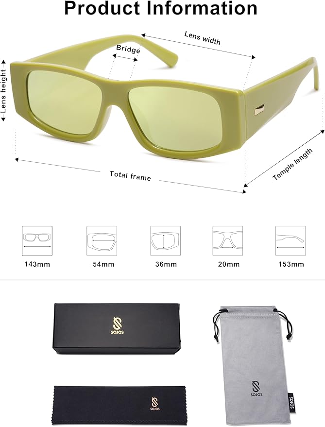 SOJOS Trendy Y2K Rectangle Polarized Sunglasses for Women Men Fashion Designer Rave Sunglasses SJ2228