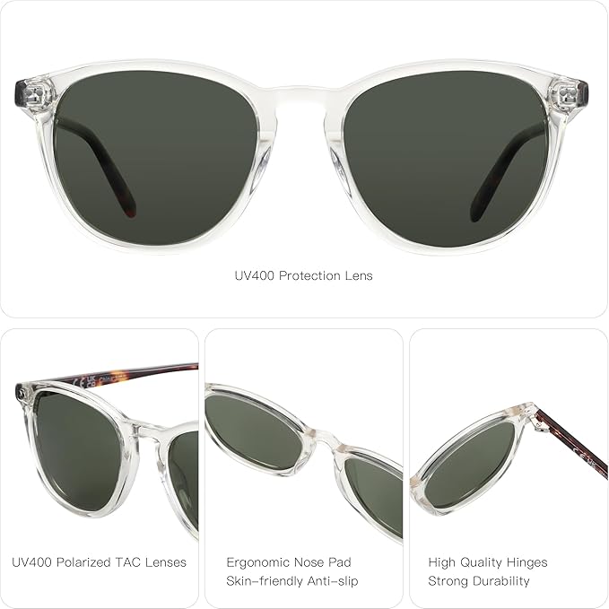 ZENOTTIC Round Polarized Sunglasses Women: UV400 Protection Classic Retro Circle Shades for Driving Fishing Golf Fashion