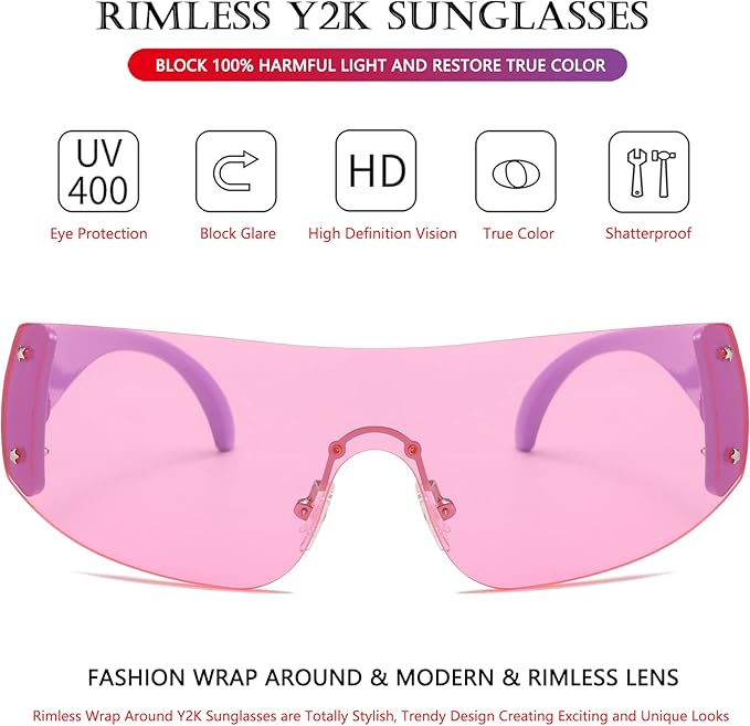 AIEYEZO Oversized Y2K Sunglasses for Women Men Trendy Retro Wrap Around Big Shield Sun Glasses