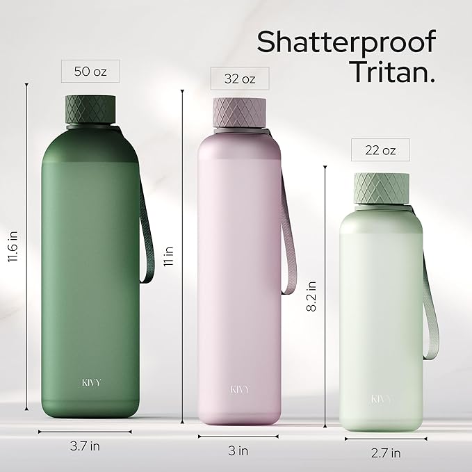 KIVY Large Water Bottle 50oz [Lightweight & Shatterproof] Fits Backpack & Cupholder for Travel, Sports, School - Clear water bottle no straw - 1.5 Liter water bottles plastic - 50oz Water bottle