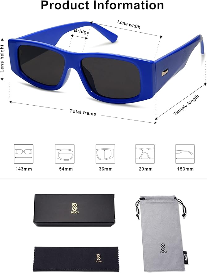 SOJOS Trendy Y2K Rectangle Polarized Sunglasses for Women Men Fashion Designer Rave Sunglasses SJ2228