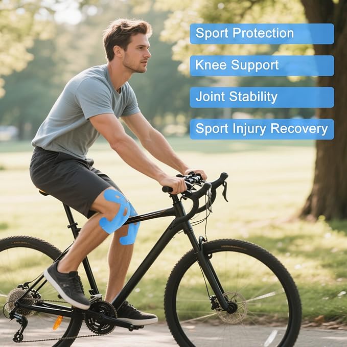 20 Pcs Precut Kinesiology Tape for Knees,Kinesiology Ankle Tape,Waterproof Elastic Knee Kinetic Tape,Breathable Latex-Free Tape for Knee Support and Stability,Pain Relief(Blue)