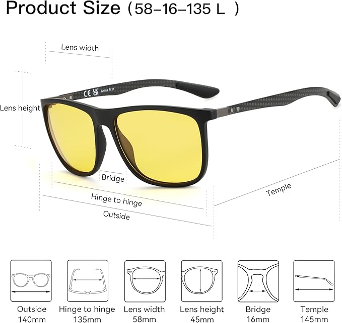 ZENOTTIC Square Polarized Sunglasses for Men Ultralight Carbon Fiber Sun Glasses Driving Fishing Golf Sports UV400 Protection