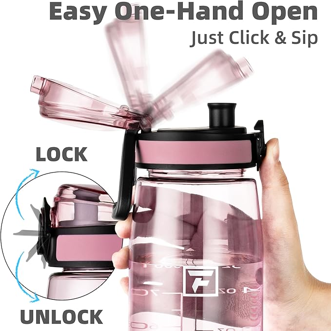 Fanhaw 32 oz Tritan Water Bottle with Chug Lid - Clear, BPA-Free, Lightweight, Wide Mouth, Leak-Proof, Perfect for Gym, Travel, School, Office, and Sports (Cherry Blossom)