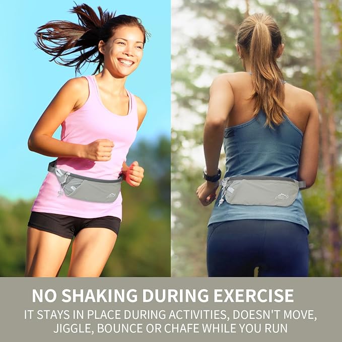 INOXTO Slim Running Belt Fanny Pack for Women and Men Sports Waist Bag Pack with 300ml Water Bottle for Running Walking Cycling Hiking Reflective Running Pouch Belt for All Phones (Black) (Gray)