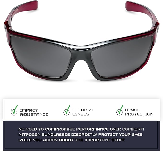 Nitrogen Polarized Wrap Around Sport Sunglasses for Men Women UV400 Driving Fishing Running Sun Glasses