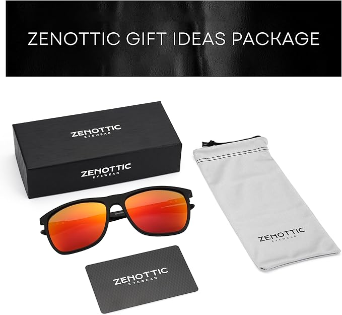 ZENOTTIC Square Polarized Sunglasses for Men Ultralight Carbon Fiber Sun Glasses Driving Fishing Golf Sports UV400 Protection
