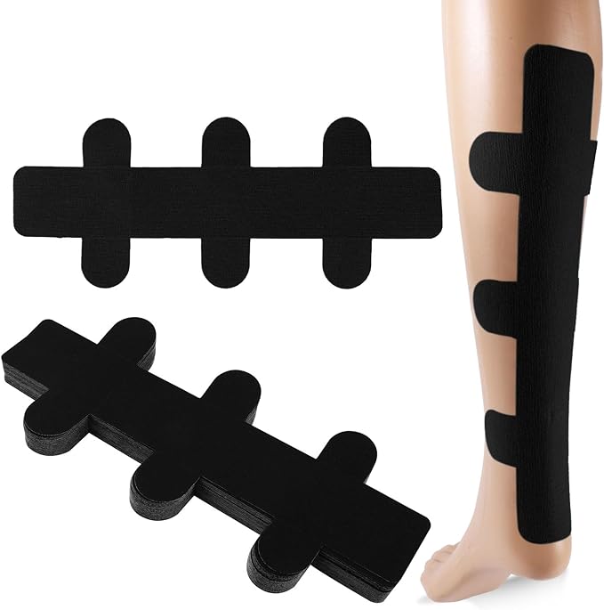 30 Pcs Tape for Achilles Tendon, Waterproof Adhesive Precut Achilles Tendon Ankle Athletic Tape Latex Free for Achilles Tendon Muscle Support (Black)