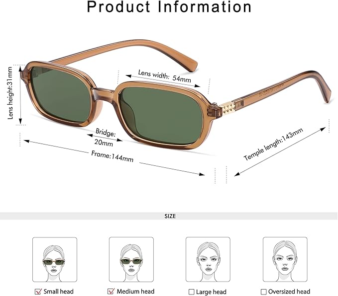 Retro Rectangular Sunglasses for Women Vintage Fashion Trendy Funny Small 90s Square Sunnies 2025 AP3698
