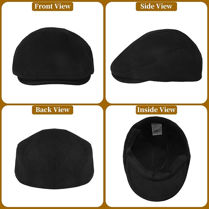 YDO DENSER Men's Newsboy Caps Wool Gatsby Beret Hat Retro Irish Driver Flat Cap Classic Dress Hat Fitted Caps for Golf
