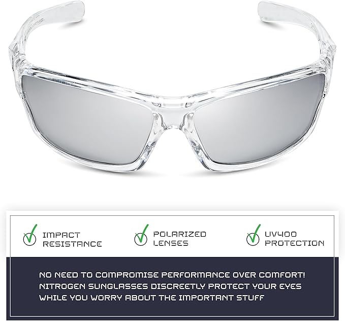 Nitrogen Polarized Wrap Around Sport Sunglasses for Men Women UV400 Driving Fishing Running Sun Glasses