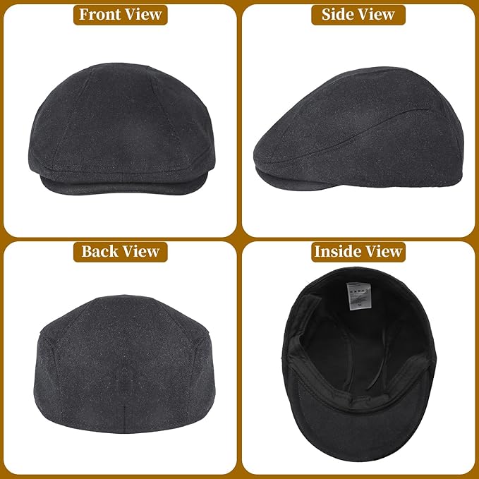 YDO DENSER Men's Newsboy Caps Wool Gatsby Beret Hat Retro Irish Driver Flat Cap Classic Dress Hat Fitted Caps for Golf