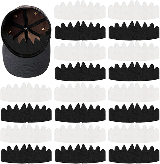 20 PCS Baseball Caps Inserts, Felt Reusable & Washable hat liners sweat protection,sweat liners for baseball caps,hat shaper, hat insert to keep shape, golf hat sweat liner(Black & White)
