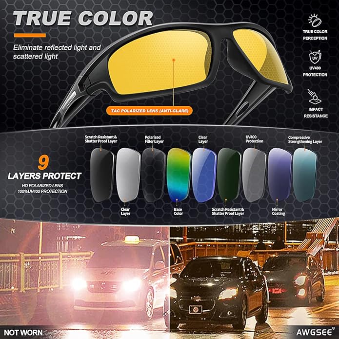 Polarized Sports Sunglasses for Men 100% UV Protection Wrap Around Unbreakable Sun Glasses for Fishing Driving