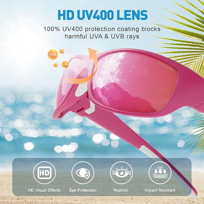 DEAFRAIN Polarized Sports Sunglasses for Men Women Driving Fishing Cycling Running UV Protection