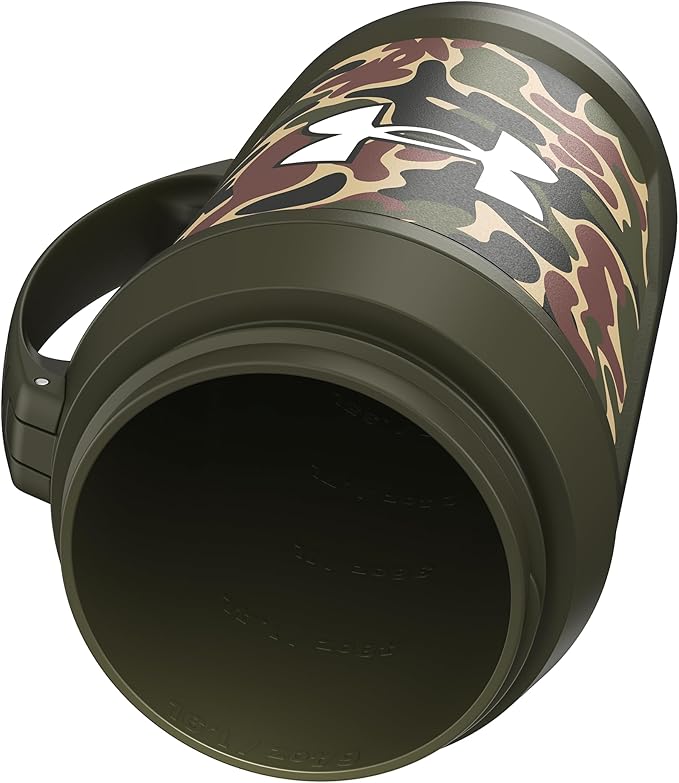 Under Armour Half Gallon Water Bottle Insulated, 64oz Insulated Water Bottle with Handle, Fence Hook, Leak Resistant, for Baseball, Football & More, Green Hyper Camo