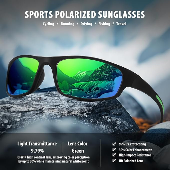 Sports Polarized Sunglasses for Men Women Wrap Around Sun Glasses Fishing Cycling Driving Running UV Protection