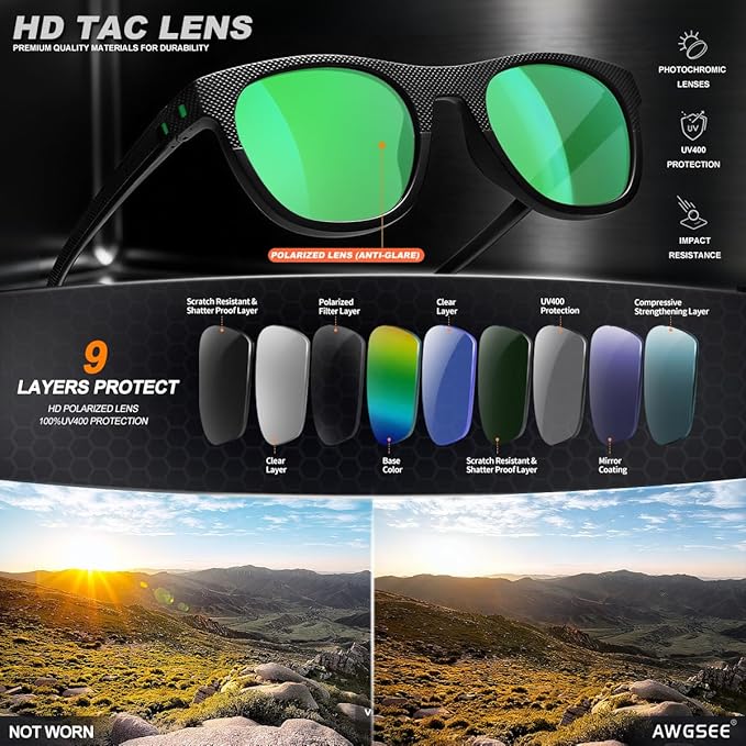 3 Pack Polarized Sunglasses for Men Women, Lightweight UV Protection Sports Sun Glasses for Driving Fishing Golf