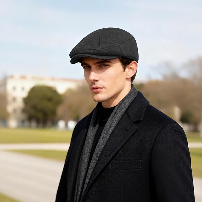 YDO DENSER Men's Newsboy Caps Wool Gatsby Beret Hat Retro Irish Driver Flat Cap Classic Dress Hat Fitted Caps for Golf
