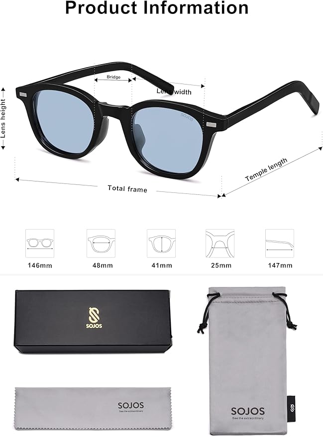 SOJOS Retro Square Sunglasses for Women Men Vintage Shades UV Protection Sunnies SJ2316