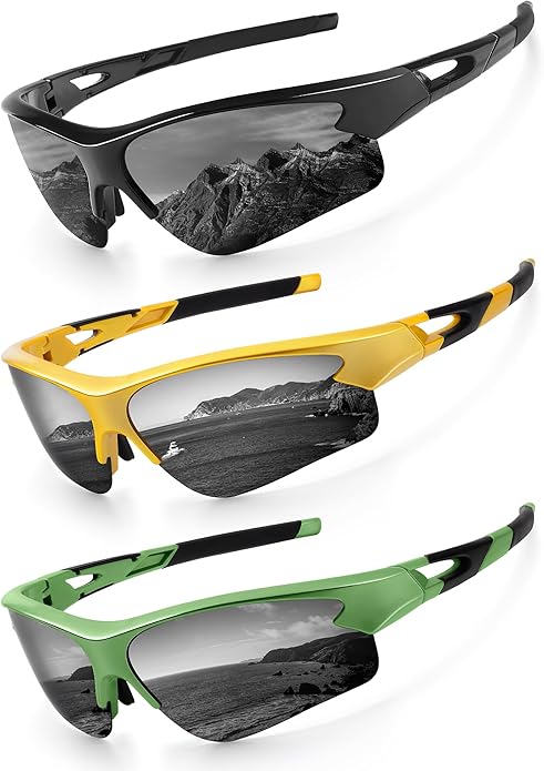 KALIYADI Sports Sunglasses for Men, Polarized Sun Glasses for Men Women Youth Baseball Softball with UV Protection