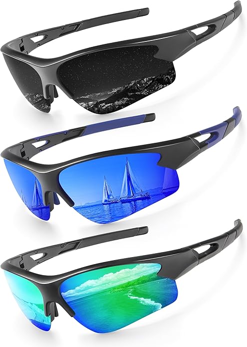 KALIYADI Sports Sunglasses for Men, Polarized Sun Glasses for Men Women Youth Baseball Softball with UV Protection