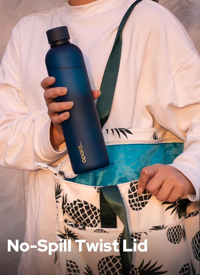 Opard Slim Water Bottle 32oz, Dishwasher Safe Plastic Water Bottle BPA-Free, Leakproof Screw Top, Midnight Blue, Reusable for Travel School Sport Gym Hiking