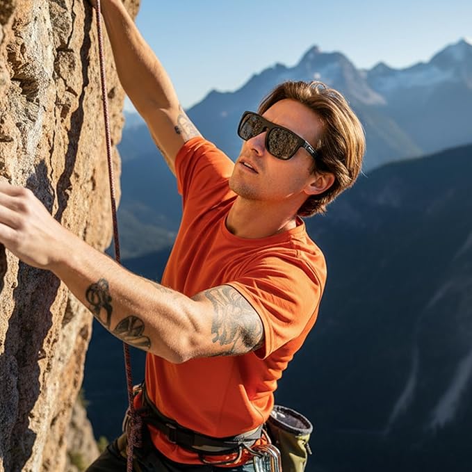 ZENOTTIC Polarized Sunglasses Men Square: Unbreakable TR90 Frame Carbon Fiber Temple UV400 Protection Sun Glasses for Driving