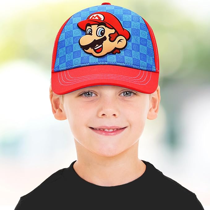 Nintendo Boys Baseball Cap, Super Mario Adjustable Kids Hat for Ages 4-7