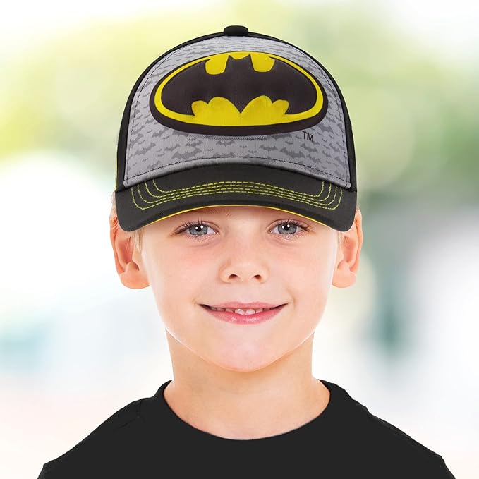 DC Comics Boys Baseball Cap, Batman Adjustable Toddler Hat, Ages 2-4 Or Boy Hats For Kids Ages 4-7