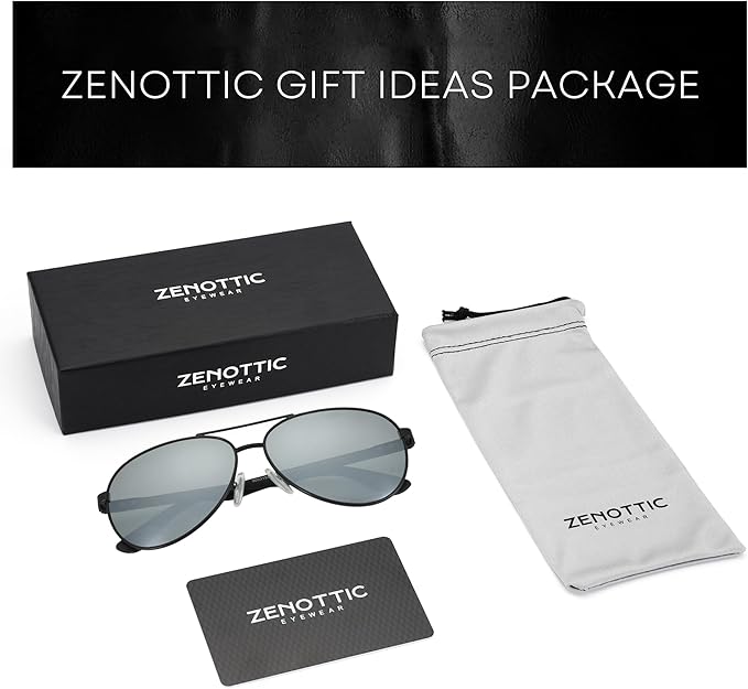 ZENOTTIC Polarized Aviator Sunglasses for Men Carbon Fiber Temple Pilot Sun Glasses with Mirrored Lens UV Protection