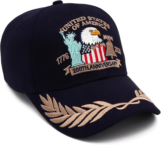 250 Anniversary USA Hat United States 250th Year American Anniversary Hat Patriotic Embroidered Baseball Caps for Men Women