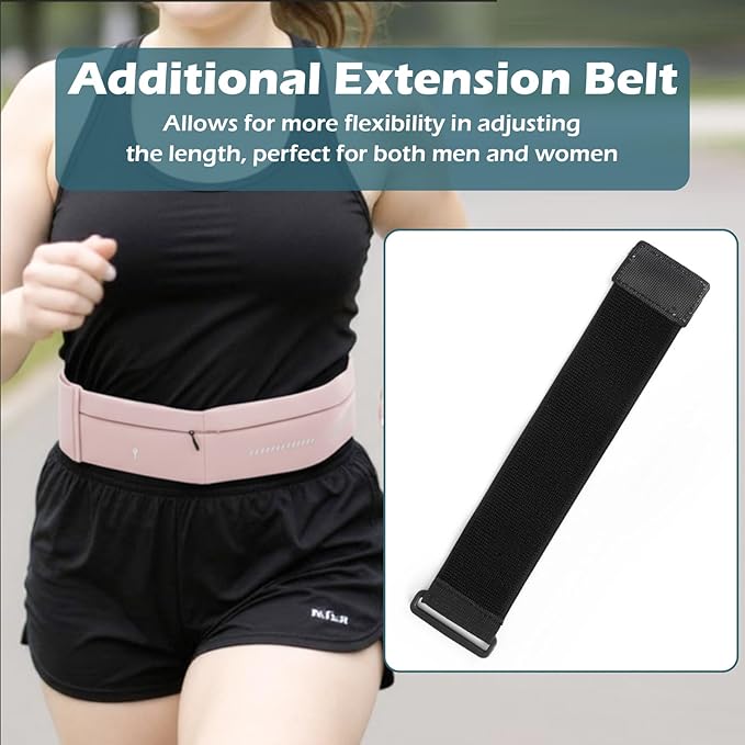 Lsnisni Slim Running Belt for Men and Women, Running Waist Pack with Water Bottle & Towel, Multi Pocket Fanny Pack - Phone Holder, Adjustable for Running, Climbing - Medium - Pink