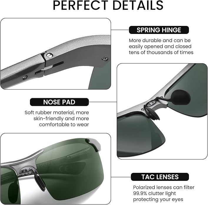 DUCO Mens Sunglasses Polarized Sports Fishing Running Driving Carbon Fiber Sunglasses for Men UV400 Protection DC8277