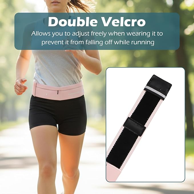 Lsnisni Slim Running Belt for Men and Women, Running Waist Pack with Water Bottle & Towel, Multi Pocket Fanny Pack - Phone Holder, Adjustable for Running, Climbing - Medium - Pink