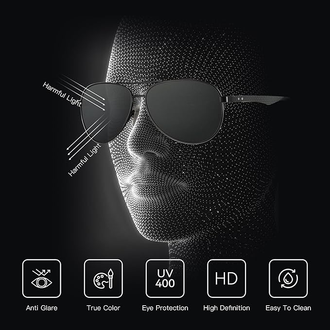 ZENOTTIC Polarized Aviator Sunglasses for Men Carbon Fiber Temple Pilot Sun Glasses with Mirrored Lens UV Protection