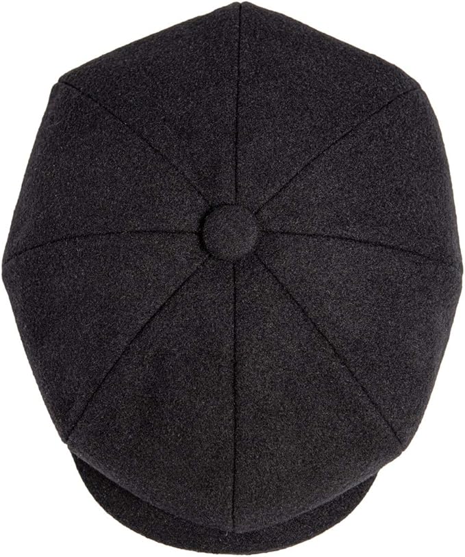 Men Wool Blend 8 Panel Newsboy Cap Tweed Cabbie Hat Snap Brim