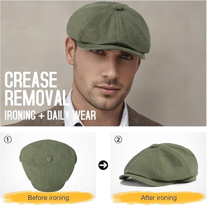 BOTVELA Men's Newsboy Gatsby Hat Cotton Vintage Flat Ivy Cabbie Cap